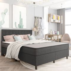 Κρεβάτι Boxspring Σκούρο Γκρι 180 x 200 εκ. Υφασμάτινο 3054796