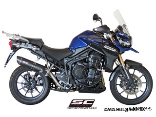 Εξάτμιση Τελικό Sc Project Oval Black stainless steel with carbon cap high position for Triumph Tiger Explorer / XC 1200 2011 - 2015 (ψηλή τοποθέτηση)
