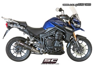 Eξάτμιση Τελικό Sc Project Oval Titanium with carbon cap  low position for Triumph Tiger Explorer 1200 / XC 2011 - 2015(χαμηλή τοποθέτηση) 	 