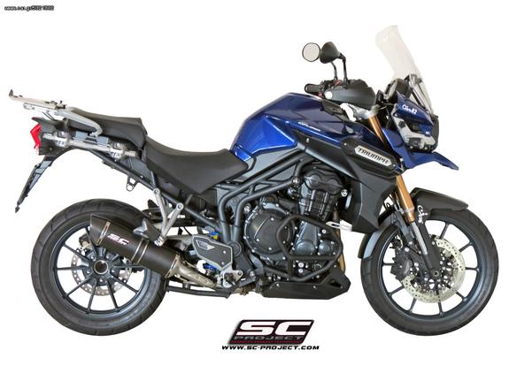 Εξάτμιση Τελικό Sc Project Oval Black stainless steel with carbon cap low position for Triumph Tiger Explorer 1200 / XC 2011 - 2015 (χαμηλή τοποθέτηση)