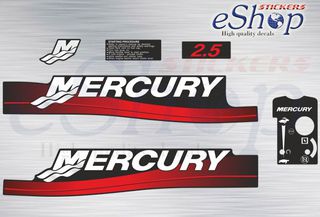 Αυτοκόλλητα σετ για Mercury 2.5 Hp δίχρονης 1999 2006 έκδοση κόκκινη