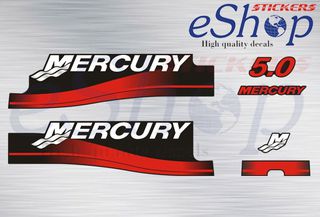 Αυτοκόλλητα σετ για Mercury 5 Hp δίχρονης 1999 2006 έκδοση κόκκινη