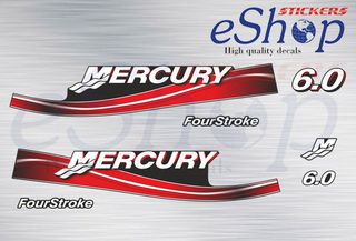 Αυτοκόλλητα σετ για Mercury 6 Hp 4 stroke 2005 2007 έκδοση κόκκινη