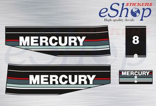 Αυτοκόλλητα σετ για Mercury 8 Hp δίχρονης έκδοση 1989 1990 1991 1992 1993