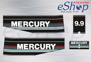 Αυτοκόλλητα σετ για Mercury 9.9 Hp δίχρονης έκδοση 1989 1990 1991 1992 1993