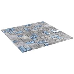 Μωσαϊκό Πλακάκι 11 τμχ. 50 x 50 cm Γκρι και Μπλε Γυαλί 42046763