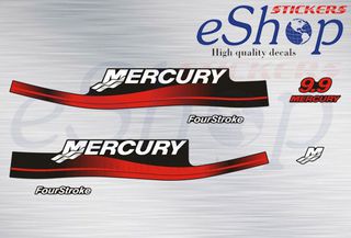 Αυτοκόλλητα σετ για Mercury 9,9 Hp τετράχρονη 1999 2006 έκδοση κόκκινη