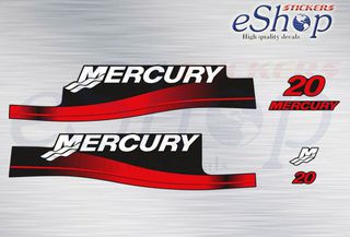 Αυτοκόλλητα σετ για Mercury 20 Hp δίχρονη 1999 2006