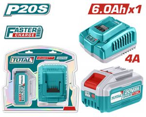 TOTAL Σέτ 1 τεμάχιο Μπαταρία TFBLI2060 Li-ion 20V/6Ah + 1 τεμάχιο Ταχυφορτιστής TFCLI20411E Επαγγελματικό ( TFBCPK1416E )