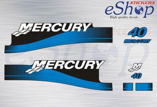 Αυτοκόλλητα σετ για Mercury 40 Hp δίχρονη 1999 2006 έκδοση μπλε