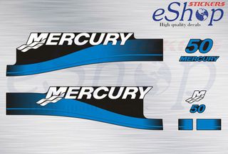 Αυτοκόλλητα σετ για Mercury 50 Hp δίχρονη 1999 2006 έκδοση μπλε