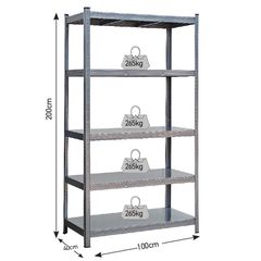 BULLE ΡΑΦΙΕΡΑ ΜΕΤΑΛΛΙΚΗ 100x40x200 ΓΚΡΙ. 265kg 5 ΡΑΦΙΑ (610420)