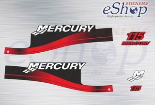 Αυτοκόλλητα σετ για Mercury 115 Hp δίχρονης 1999 - 2006