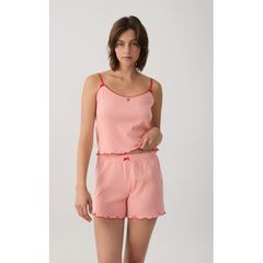 Minerva Γυναικείο Βαμβακερό Baby Doll Pointelle SS '26 Peach