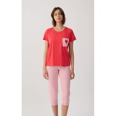 Minerva Γυναικεία Βαμβακερή Πυτζάμα Κάπρι Stripes SS '26