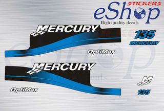 Αυτοκόλλητα σετ για Mercury 135 Hp  optimax δίχρονη 1999 2006 έκδοση μπλε