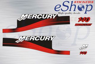 Αυτοκόλλητα σετ για Mercury 140 Hp δίχρονη 1999 2006 έκδοση κόκκινη