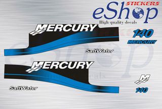 Αυτοκόλλητα σετ για Mercury 140 Hp Salwater δίχρονη 1999 2006 έκδοση μπλε