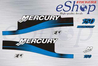 Αυτοκόλλητα σετ για Mercury 150 Hp EFI δίχρονη 1999 2006 έκδοση μπλε