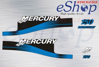Αυτοκόλλητα σετ για Mercury 150 Hp δίχρονη 1999 2006 έκδοση μπλε