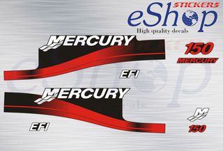 Αυτοκόλλητα σετ για Mercury 150 Hp EFI δίχρονη 1999 2006 έκδοση κόκκινη