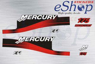 Αυτοκόλλητα σετ για Mercury 175 Hp EFI δίχρονη 1999 2006 έκδοση κόκκινη