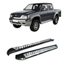 Toyota Hilux Tiger 1997-05 Aluminum Side Steps - [Silver Combo]