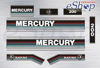 Αυτοκόλλητα σετ για Mercury 200 Hp Black Max δίχρονης 1989 1993