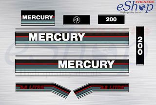 Αυτοκόλλητα σετ για Mercury 2,5 Litre 200 Hp δίχρονη έκδοση 1991 1993