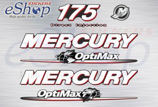 Αυτοκόλλητα σετ για Mercury optimax 175 Hp μοντέλο 2006 2012