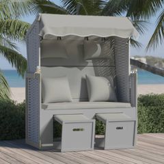 Ξαπλώστρα Strandkorb Γκρι Συνθετικό Ρατάν/Μασίφ Ξύλο +Μαξιλάρια 318659