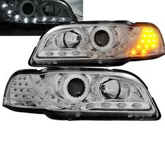 Μπροστινά Φανάρια Set Για Volvo S40 / V40 96-00 DRL & Led Signal Χρωμίου H1/H1 Junyan