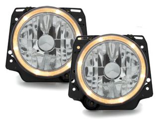 Φανάρια εμπρός Vw Golf II (1983-1993) angel eyes - chrome , χωρίς λάμπες (Η 4 ) - σετ 2τμχ.