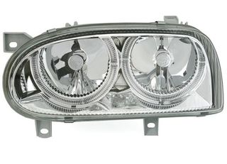 Φανάρια εμπρός Vw Golf 3 R32 design angel eyes - chrome , χωρίς λάμπες (Η 7 ) - σετ 2τμχ.