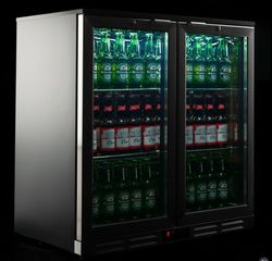 Back Bar (ψυγείο πάγκου) , 2 ανοιγόμενες γυάλινες πόρτες ,  Εξωτερικές διαστάσεις: 900x530x835(h))mm , Χωρητικότητα : 202 lt, Ισχύς: 190 Watt, 230V / 50Hz