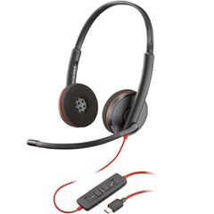 POLY Στερεοφωνικά ακουστικά Blackwire 3220 USB-C + προσαρμογέας USB-C/A