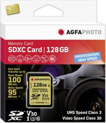 AgfaPhoto Professional High Speed SDXC 128GB Class 10 U3 V30 High Speed