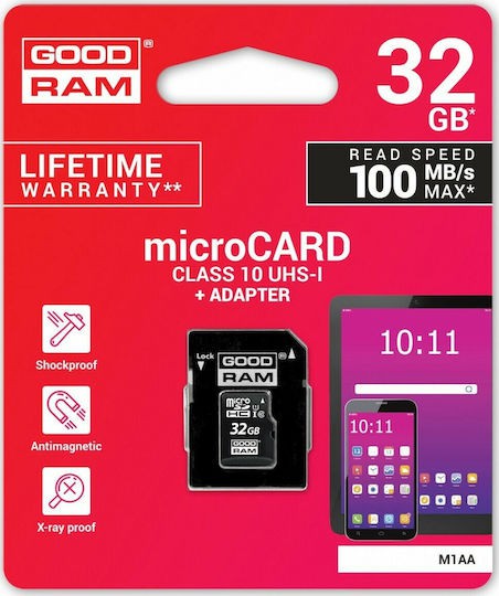 GoodRAM M1AA microSDHC 32GB Class 10 U1 UHS-I με αντάπτορα