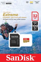 Sandisk Extreme Action microSDHC 32GB Class 10 U3 V30 A1 UHS-I με αντάπτορα