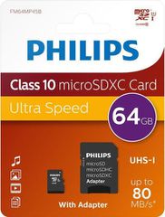 Philips microSDXC 64GB Class 10 U1 UHS-I με αντάπτορα