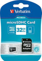 Verbatim Premium microSDHC 32GB Class 10 U1 UHS-I με αντάπτορα