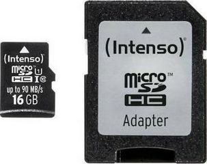 Intenso 3433470 microSDHC 16GB Class 10 U1 UHS-I με αντάπτορα