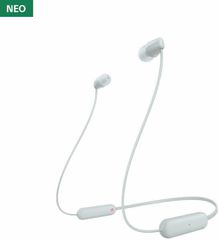 Sony WI-C100 In-ear Bluetooth Handsfree Ακουστικά με Αντοχή στον Ιδρώτα Λευκά