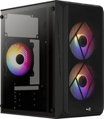 Aerocool CS-107 v2 Mini Tower Κουτί Υπολογιστή με Πλαϊνό Παράθυρο και RGB Φωτισμό Μαύρο