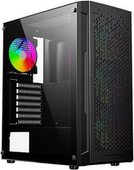 Gembird Fornax 400X Gaming Midi Tower Κουτί Υπολογιστή με Πλαϊνό Παράθυρο και RGB Φωτισμό Μαύρο CCC-FC-400X