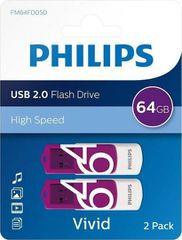 Philips Vivid pack 64GB USB 2.0 Stick Μωβ