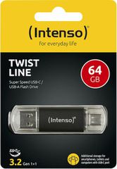 Intenso Twist Line 64GB USB 2.0 Stick με σύνδεση USB-A & USB-C Μαύρο