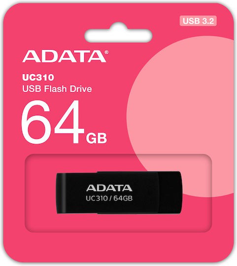Adata UC310 64GB USB 3.2 Stick Μαύρο