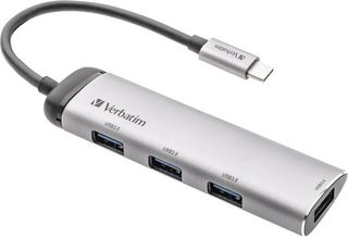 Verbatim V7 USB 3.0 Hub 4 Θυρών με σύνδεση USB-C Ασημί (49147)