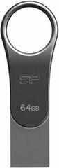 Silicon Power Mobile C80 USB flash drive 64 GB USB Type-A, USB Type-C 3.0 (3.1 Gen 1) Titanium